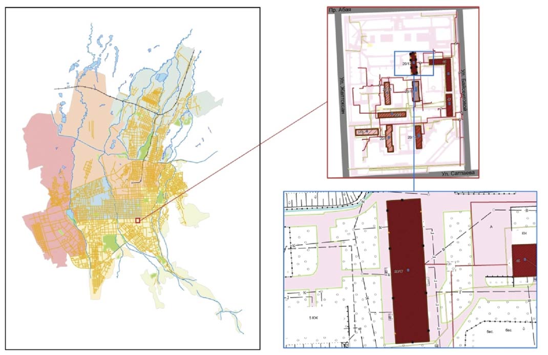 Рисунок 1. Карты административного центра и исследуемых объектов района